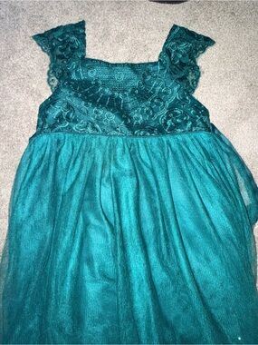 Terani Couture Girls Teal Lace & Tulle Formal Dress